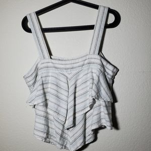 ♡BP Linen Ruffled Crop Top Size XL